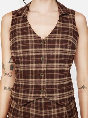 Disturbia - Milo Check Collared Waistcoat Size 14